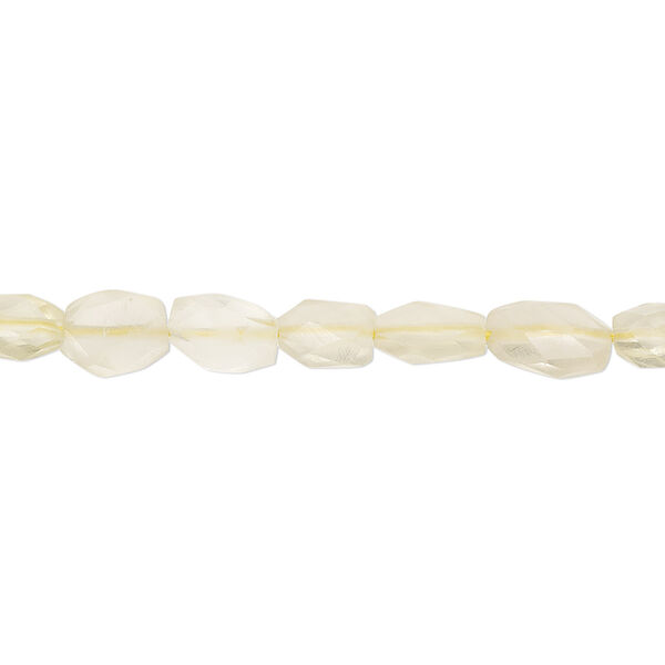 Lemon quartz 1pkg1, hand-cut faceted puffed oval bead C grade, 13 inch 6x4mm-8x6mm image number 0