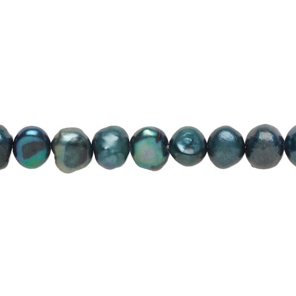 Freshwater pearl 1pkg1, flat-sided potato, 15 inch dark spruce 5-7mm cultured image number 0