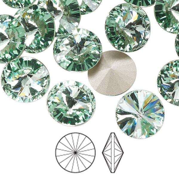 Chaton 6pk chrysolite foil back, Preciosa MAXIMA Czech crystal rhinestone 12mm rivoli image number 0