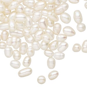 Freshwater pearl 1pkg1oz, rice, white 4-6mm cultured