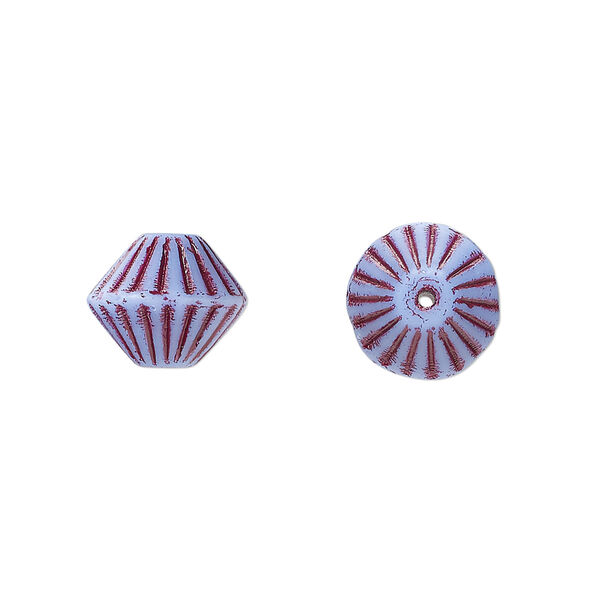 Bead, Preciosa, Czech pressed glass, opaque lavender violet, 11mm fluted bicone. Sold per pkg of 12. image number 0