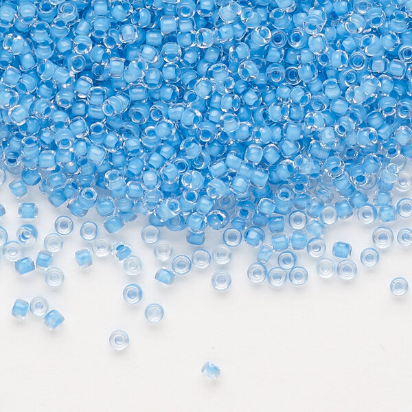 Seed bead, Dyna-Mites™, glass, pkg/1/2kg, #11 round, translucent inside dyed color aqua, (216 11/0 RR). image number 0