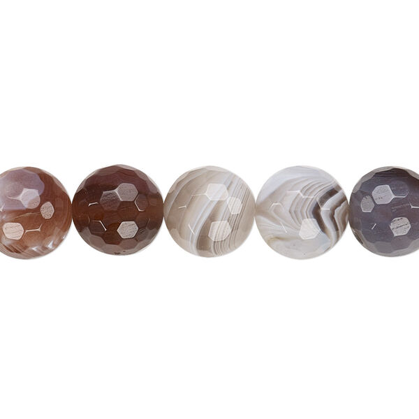 Bead, Botswana agate (natural), 10mm faceted round, B grade, Mohs hardness 6-1/2 to 7. Sold per 15-1/2" to 16" strand. image number 0