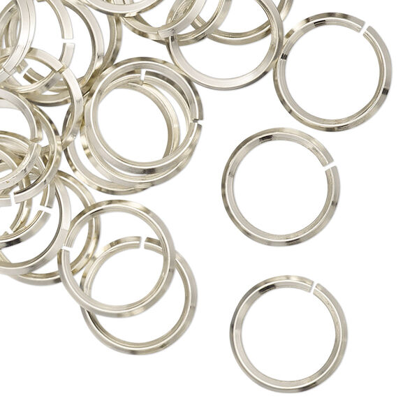 Jump ring, copper / zinc / nickel, nickel silver, 12mm hand-cut round diamond wire, 9.2mm inside diameter, 16 gauge. Sold per pkg of 50. image number 0