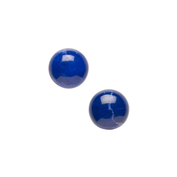 Cabochon, howlite (dyed), lapis blue, 10mm calibrated round, B grade, Mohs hardness 3 to 3-1/2. Sold per pkg of 10. image number 0