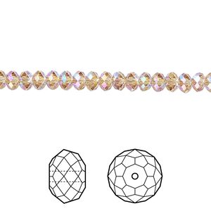 Bead 144pk light Colorado topaz shimmer 2X, Crystal Passions® 4x3mm rondelle 5040