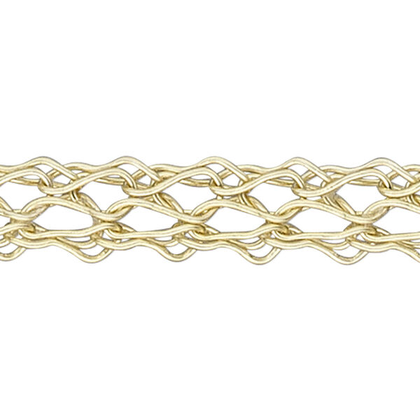 Wire, enamel and copper, gold, 3mm flat knit. Sold per 25-foot spool. image number 0