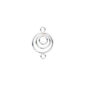 Link, sterling silver, 10mm triple ring. Sold per pkg of 2.