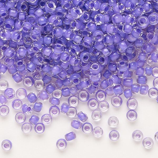 Seed bead, Dyna-Mites™, glass, translucent inside color dark lilac, #8 round. Sold per 1/2 kilogram pkg. image number 0