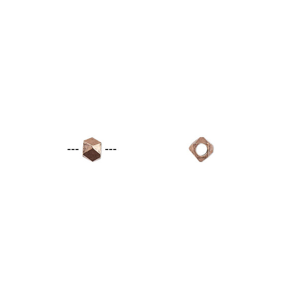 Bead, antiqued copper, 3mm faceted square. Sold per pkg of 50. image number 0