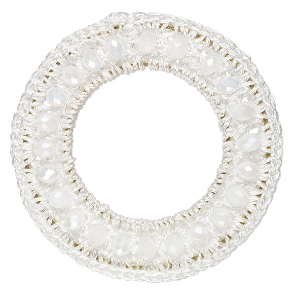 Focal, glass / nylon / steel, white AB, 48mm open round. Sold per pkg of 2. image number 0