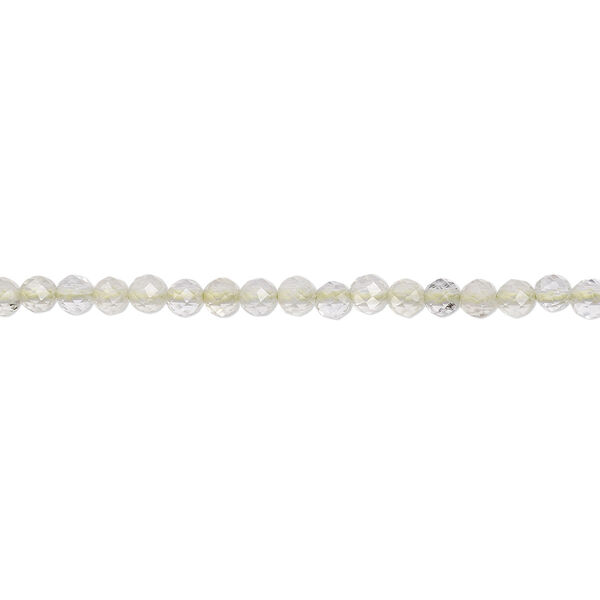 Bead, prehnite (natural), light, 2mm faceted round with 0.4-0.6mm hole, B+ grade, Mohs hardness 6 to 6-1/2. Sold per 12-inch strand. image number 0