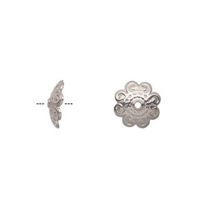 Bead cap, stainless steel, 11x3mm round with swirls design, fits 10-12mm bead. Sold per pkg of 20.