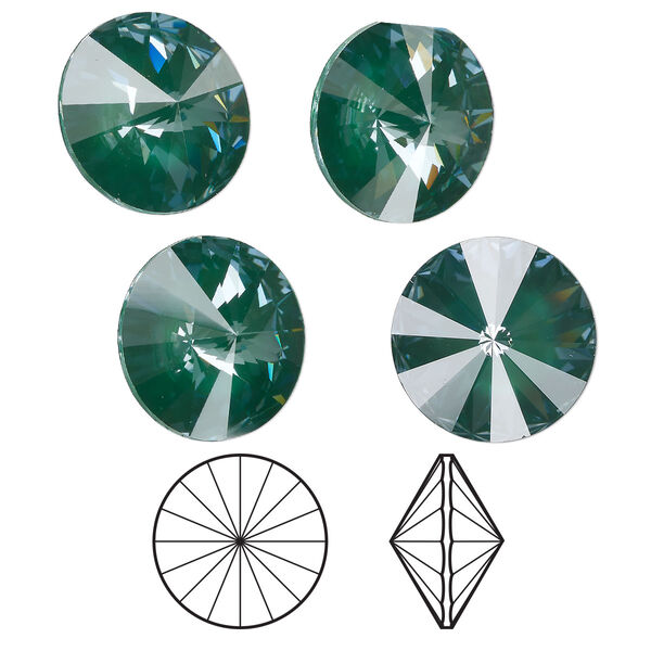Chaton 4pk crystal pine green ignite LacquerPRO, Crystal Passions® 14mm rivoli 1122 image number 0