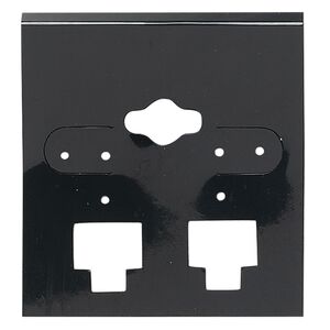 Earring card, PVC plastic, opaque black, 2x2 inch square, fits 3 pairs. Sold per pkg of 100.