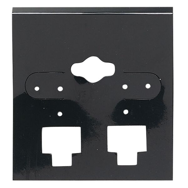 Earring card, PVC plastic, opaque black, 2x2 inch square, fits 3 pairs. Sold per pkg of 100. image number 0