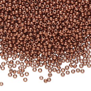 Seed bead, Preciosa Ornela Czech glass, pkg/50g, #11 rocaille, opaque soft gold metallic alabaster, (01780).