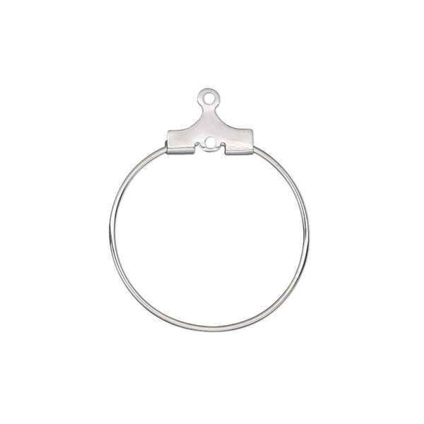 Beading hoop, stainless steel, 21mm round with loop. Sold per pkg of 10. image number 0