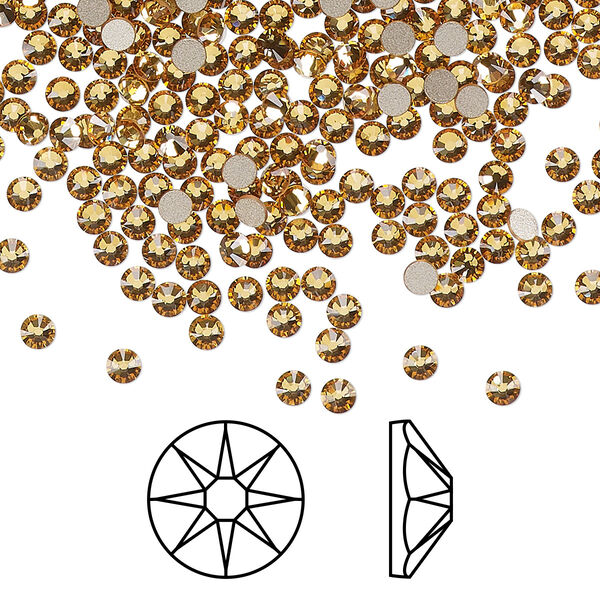 Flat back 144pk golden topaz foil back, Crystal Passions® 2.5-2.7mm rose round SS9 2058 image number 0