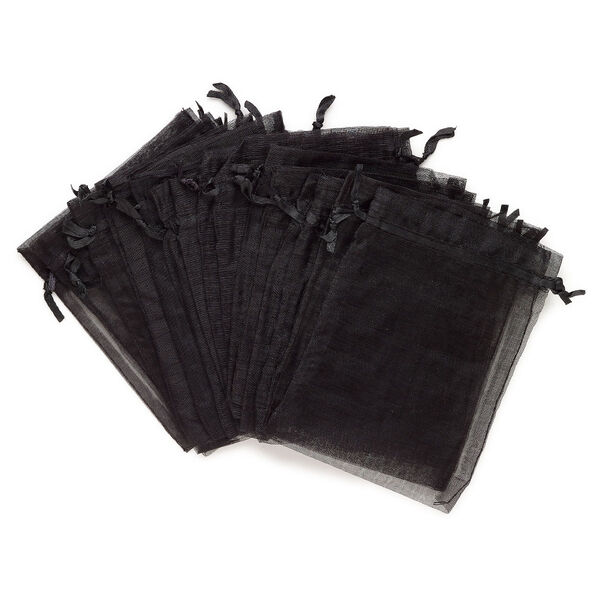 Pouch 1pkg8 organza, 5x3-1/2 inch rectangle, black image number 0
