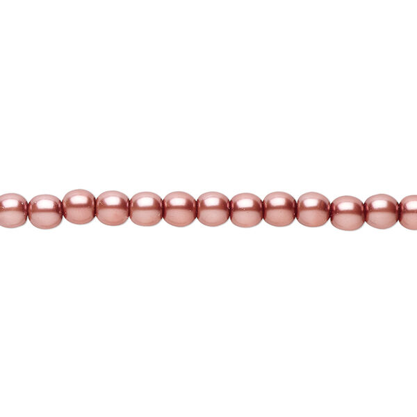 Bead, Czech pearl-coated glass druk, rose, 4mm round. Sold per 15-1/2" to 16" strand. image number 0