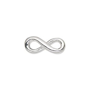 Link, silver-plated pewter (tin-based alloy), 19.5x8mm infinity. Sold per pkg of 2.