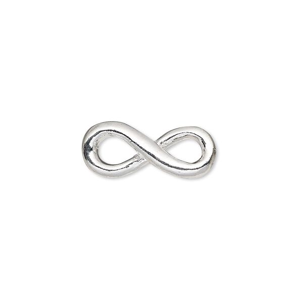 Link, silver-plated pewter (tin-based alloy), 19.5x8mm infinity. Sold per pkg of 2. image number 0