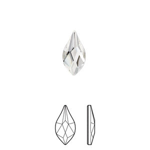 Flat back 4pk crystal foil back, Crystal Passions® 14x7mm flame 2205