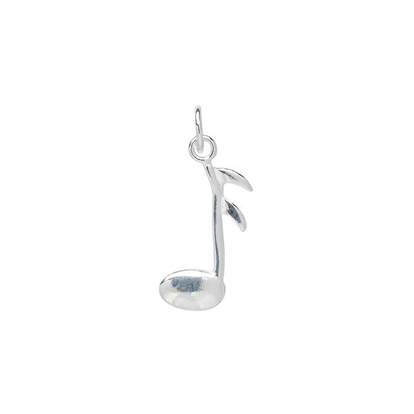 Charm 1pkg1, sterling silver, 15x10mm music note. image number 0