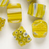 Bead, millefiori glass 1pkg2oz, translucent yellow and multicolored, 16x10mm-18x13mm 4-sided rectangle. image number 0