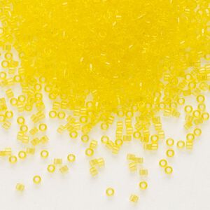Seed bead, Delica®, glass, pkg/50g, #11 round, transparent outside dyed yellow (DB-1301).