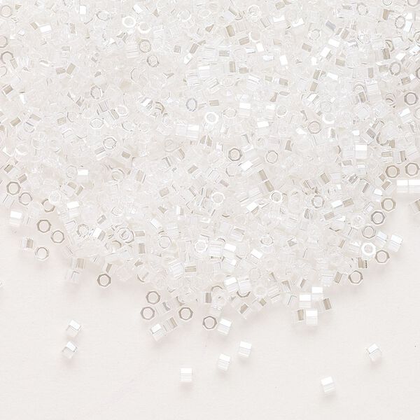 Seed bead, Delica®, glass, pkg/250g, #11 cut, translucent luster crystal silver (DBC-0050). image number 0