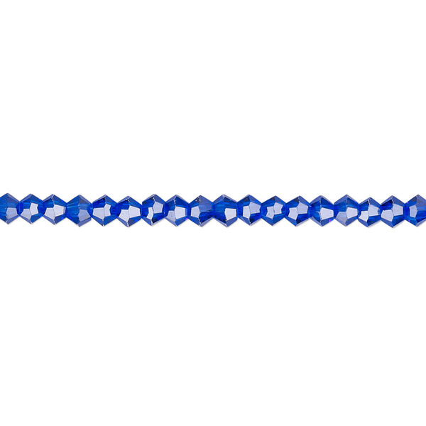 Bead 1pk 16 facets translucent cobalt blue, Celestial Crystal® 3mm bicone 15.5-16 inch image number 0