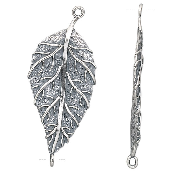 Link, JBB Findings, antiqued sterling silver, 37x17mm leaf. Sold individually. image number 0
