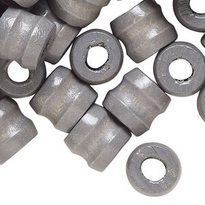 Bead, wood (dyed), green, 11-12mm ribbed barrel. Sold per pkg of 100.