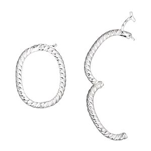 Clasp twister 1pkg1 silver-plated, 24x18mm hinged double-sided braided oval / safety latch, brass 1-strand