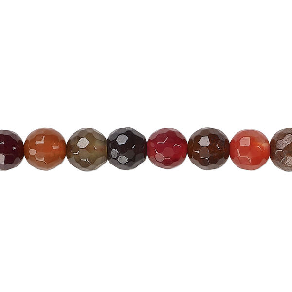 Bead mix, agate and quartz crystal (natural / dyed), mixed colors, 6mm faceted round, C grade, Mohs hardness 6-1/2 to 7. Sold per 16-inch strand. image number 0