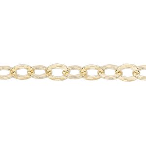 Chain 1pkg1 14Kt gold-filled cable, 6mm hammered, 5 foot unfinished