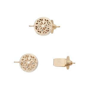 Clasp tab 1pkg1 14Kt gold-filled, 9mm round, 1-strand