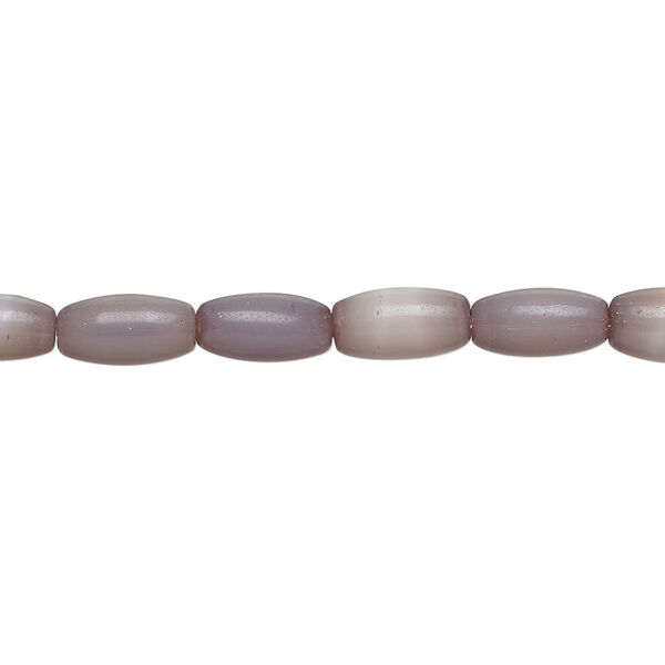 Bead, fiber optic glass, pkg/14 inch, opaque lavender, 11x5mm center-drilled oval. image number 0