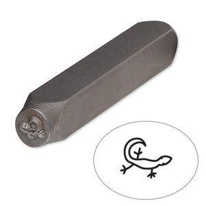 Stamp punch, tempered chrome vanadium steel, 5.5x4mm lizard, 2-3/4 x 3/8 inches. Sold individually.
