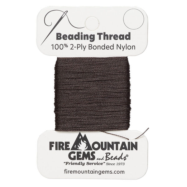 Thread, nylon, dark brown, size AA. Sold per 50-yard card. image number 0