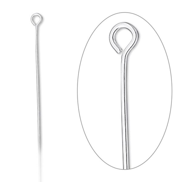 Eye pin, sterling silver-filled, 2-1/8 inches, 22 gauge. Sold per pkg of 100. image number 0