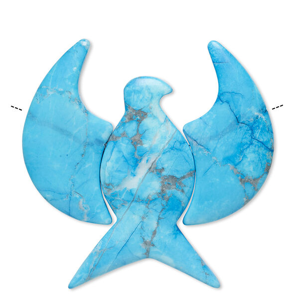 Focal, howlite (dyed), turquoise blue, 63x60mm eagle, B grade, Mohs hardness 3 to 3-1/2. Sold per 3-piece set. image number 0