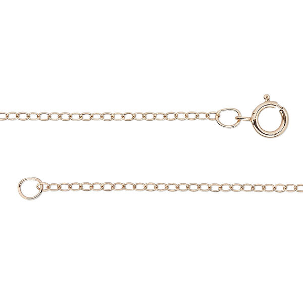 Chain, 14Kt rose gold-filled, 1.7mm flat cable, 18 inches with springring clasp. Sold individually. image number 0