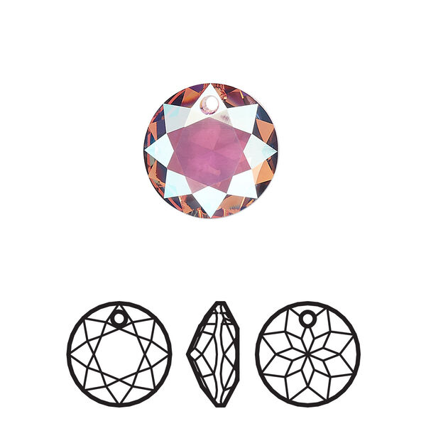 Drop 1pk light rose shimmer, Crystal Passions® 14mm pendant classic cut 6430 image number 0