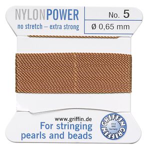 Thread, Griffin, nylon, cornelian, size #5. Sold per 2-meter card (approximately 78 inches).