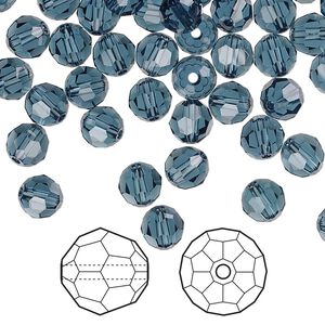 Bead 360pk Montana, Swarovski® 6mm round 5000