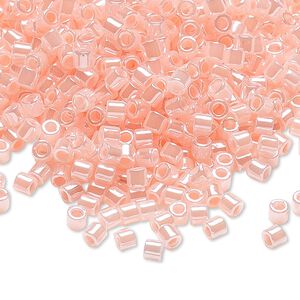 Seed bead, Delica®, glass, pkg/7.5g, #8 round, opaque inside dyed color luster pink (DBL-0244).