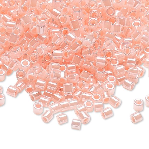 Seed bead, Delica®, glass, pkg/7.5g, #8 round, opaque inside dyed color luster pink (DBL-0244). image number 0